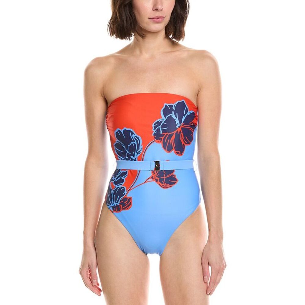 Milly Womens  Skewed Petal Strapless One-Piece, Orange